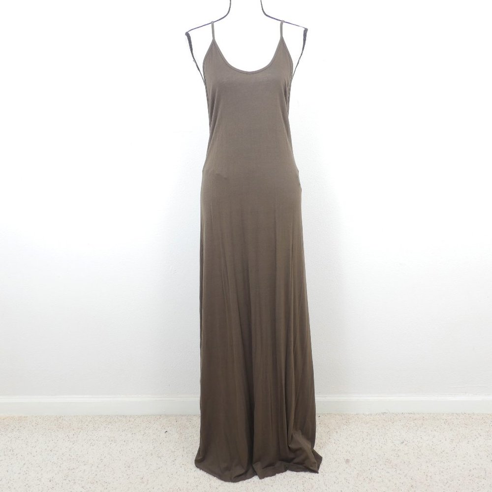 Vijo Couture Olive Green Strappy Maxi Embroidered Strap Boho Festival SZ S Dress